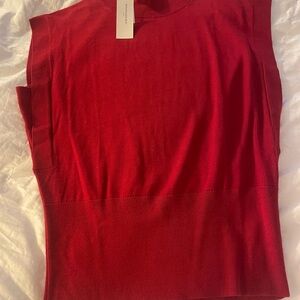 NWT Banana Republic Bold Red Merino Wool Sleeveless Sweater